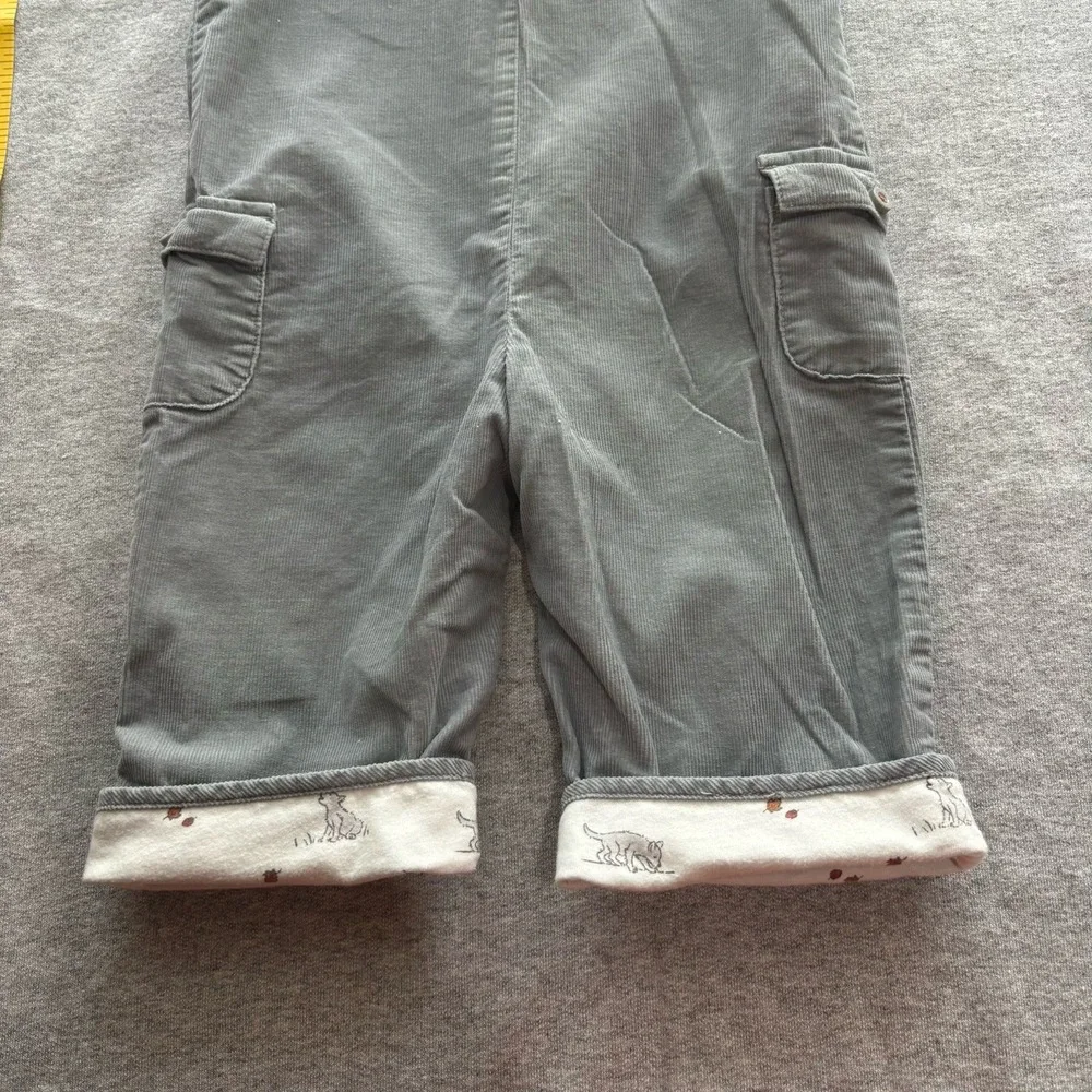 Janie & Jack Corduroy Autumn Warmth Wolf Cargo Overalls Luxurious 3-6M Excellent